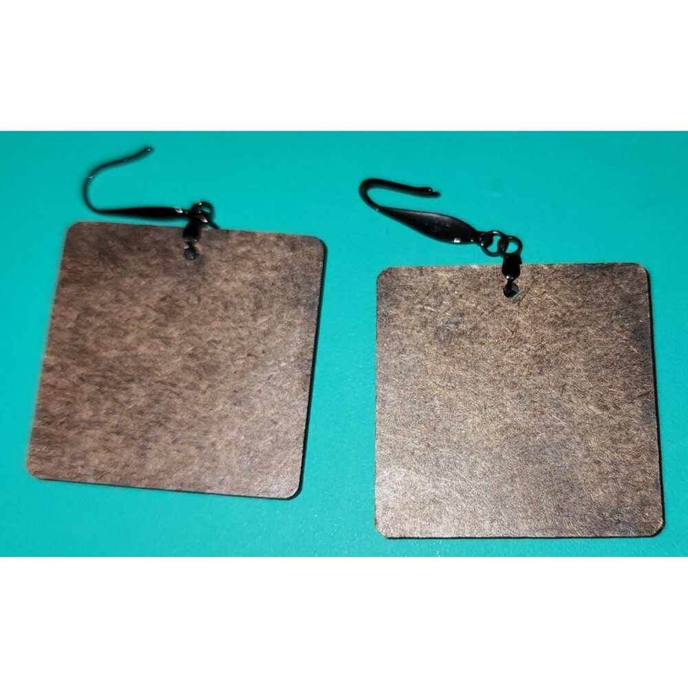 Women's Fashion Jewelry Ew, People Black Cat's Square Earrings Dangle Blue Black - Picture 3 of 4